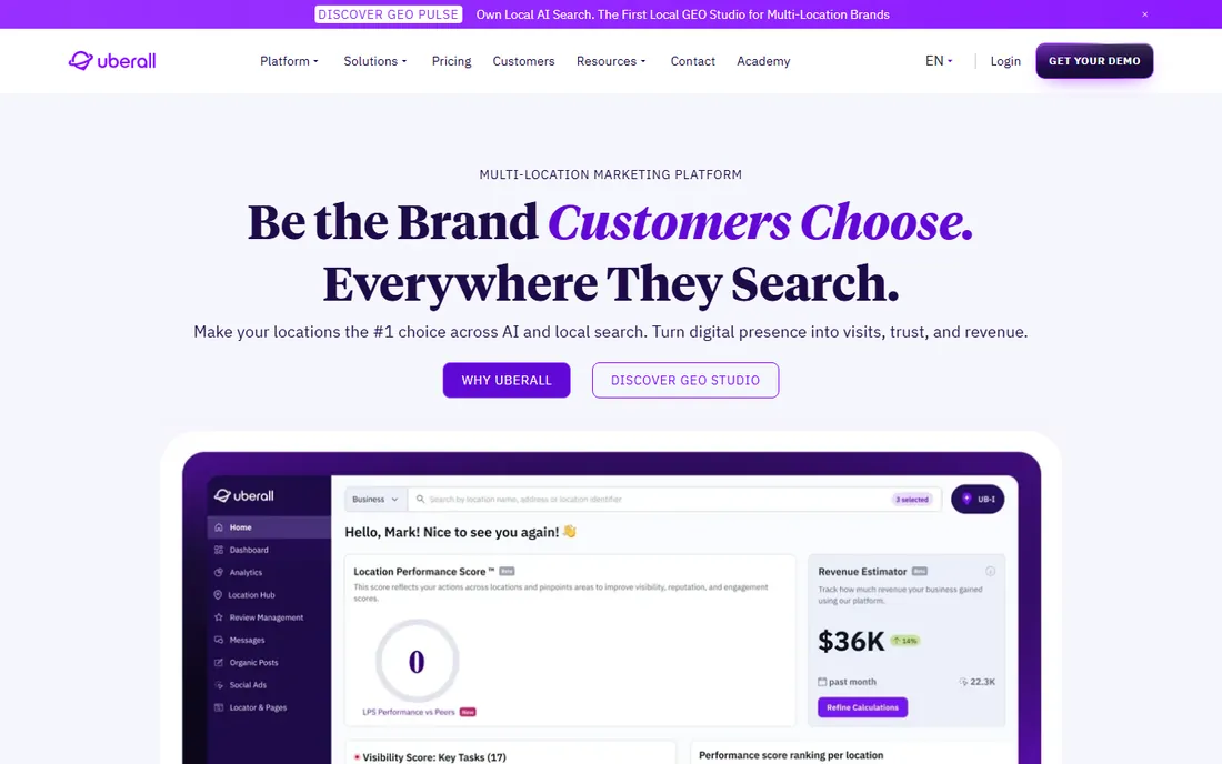 Uberall homepage