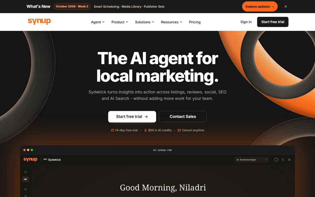 Synup homepage