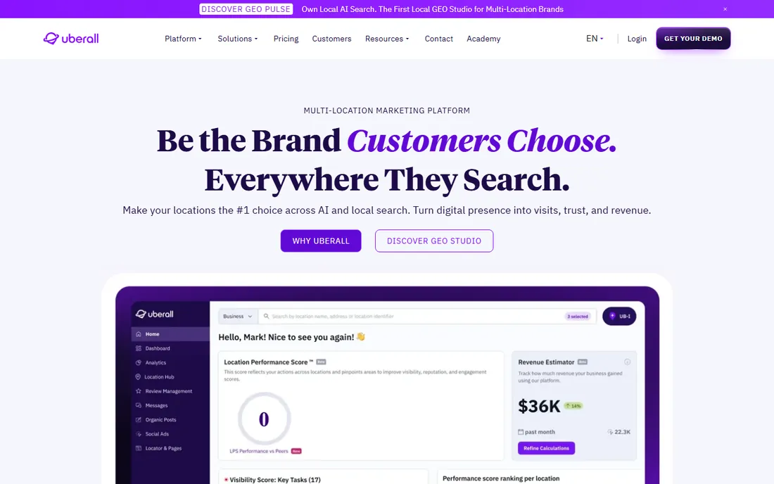 Uberall homepage