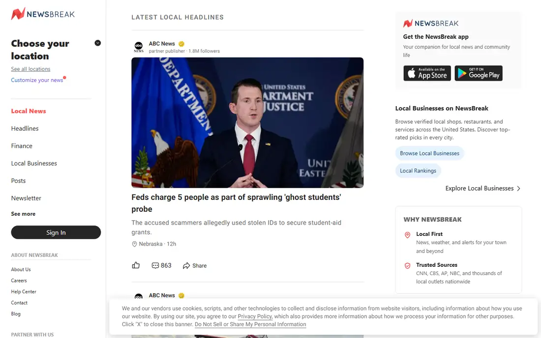 NewsBreak homepage