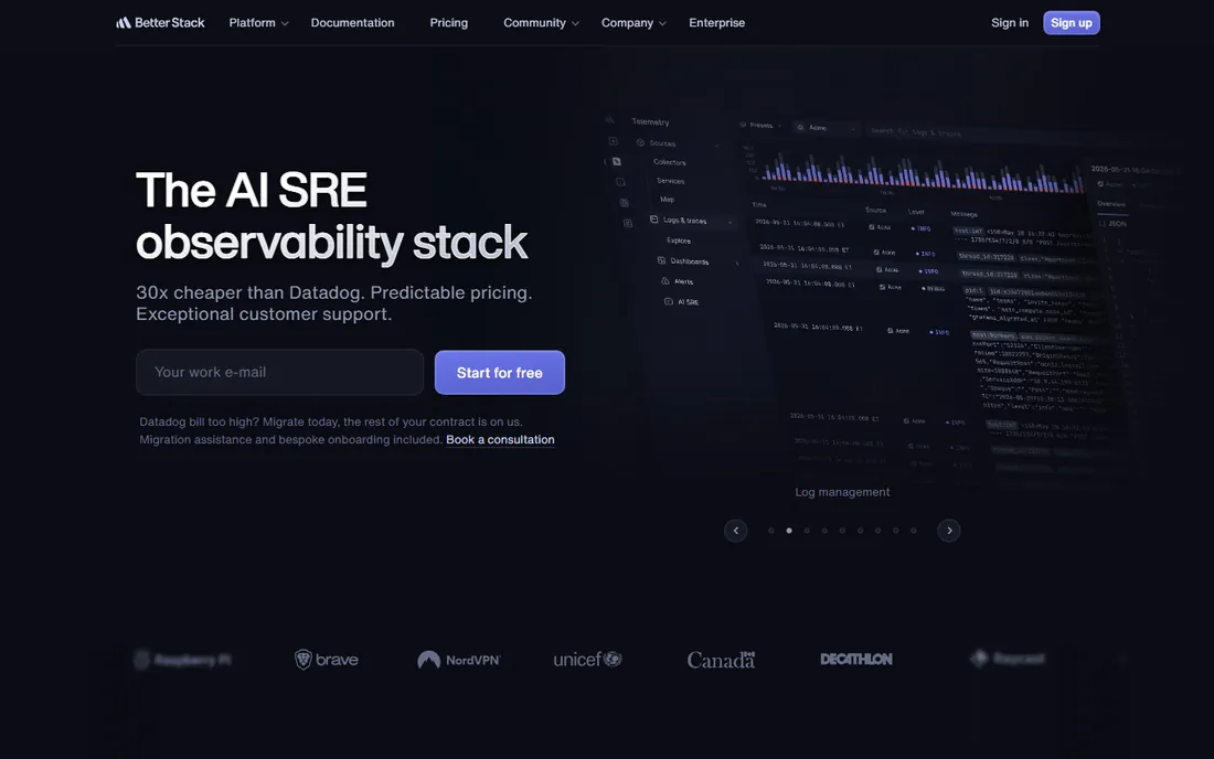 Better Stack homepage