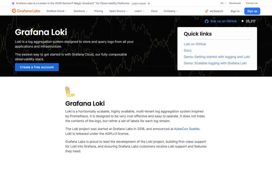 Grafana Loki homepage