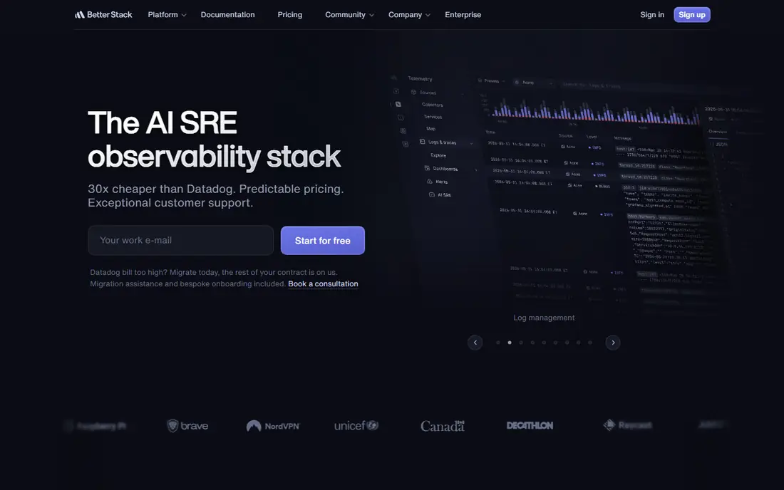 Better Stack homepage