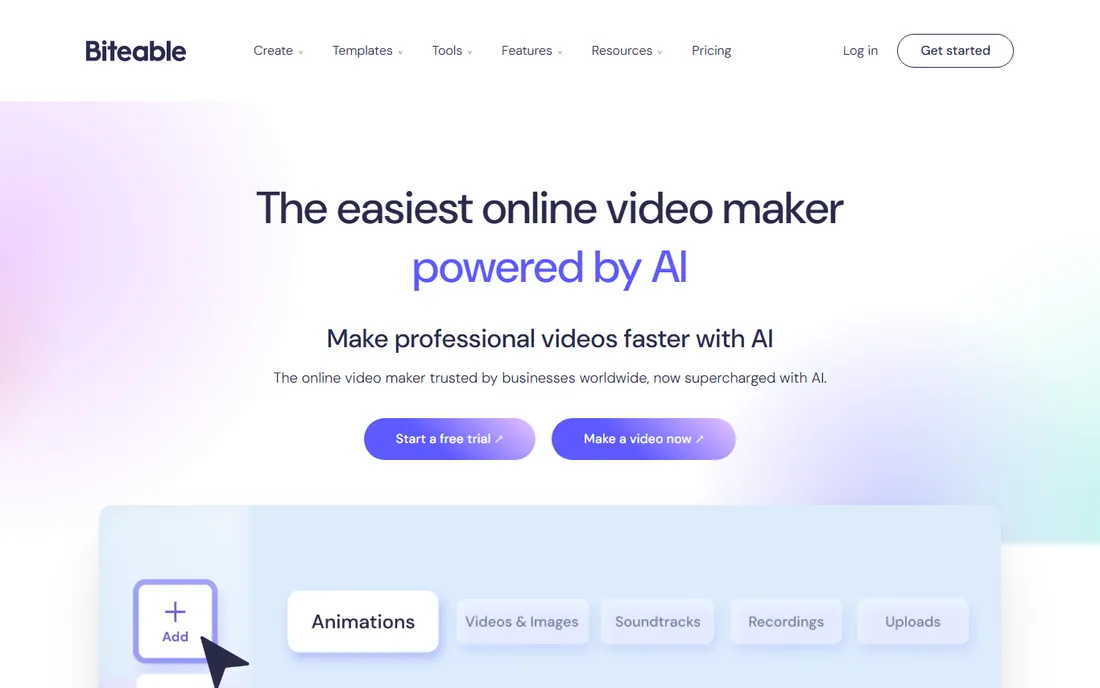 Biteable homepage