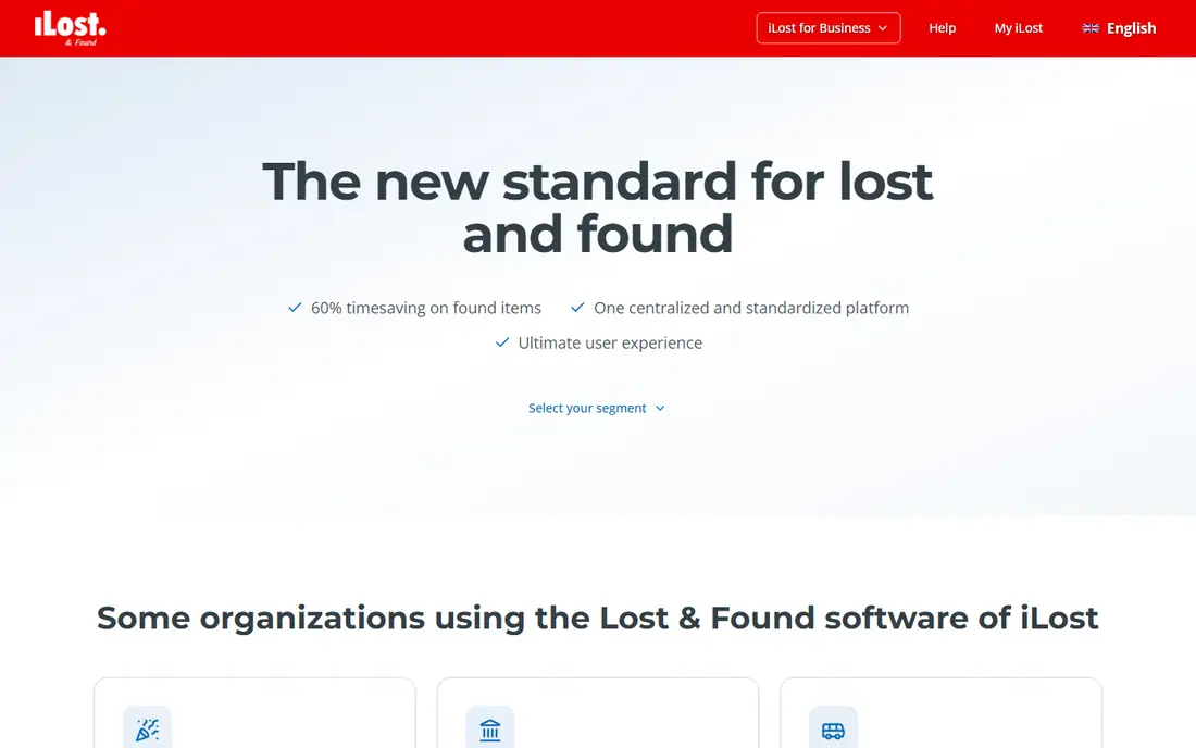 iLost for Business homepage