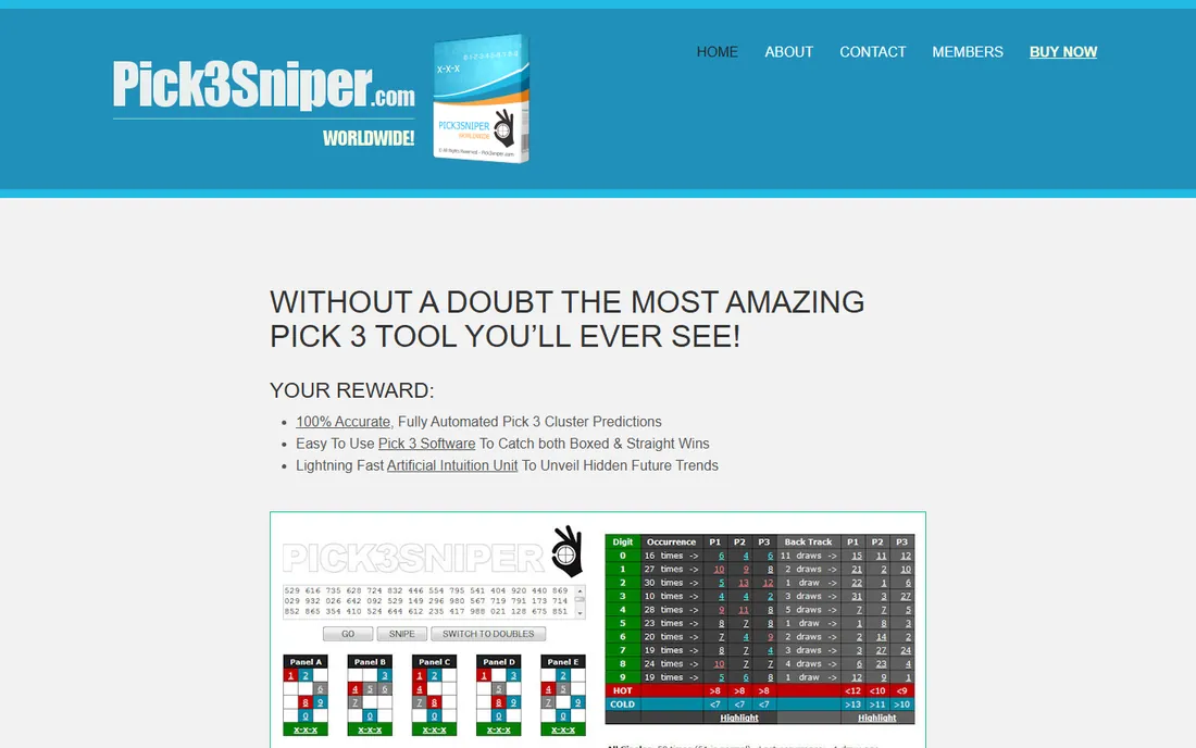 Pick3Sniper homepage