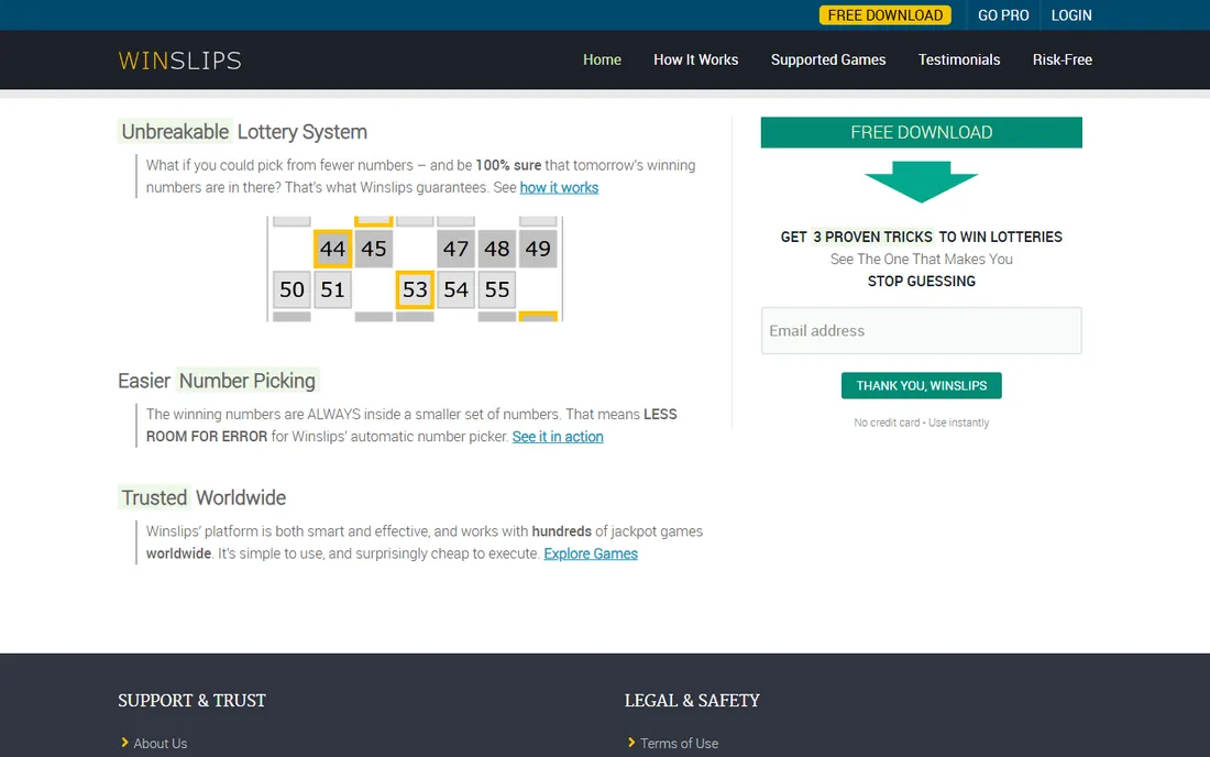 WinSlips homepage