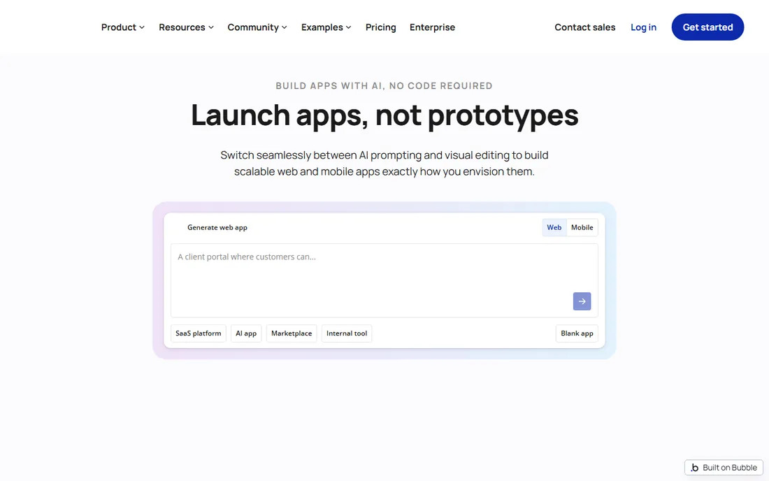 Bubble homepage