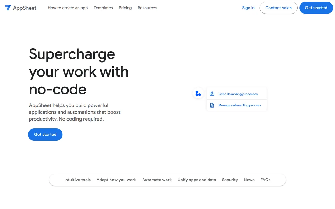 AppSheet homepage