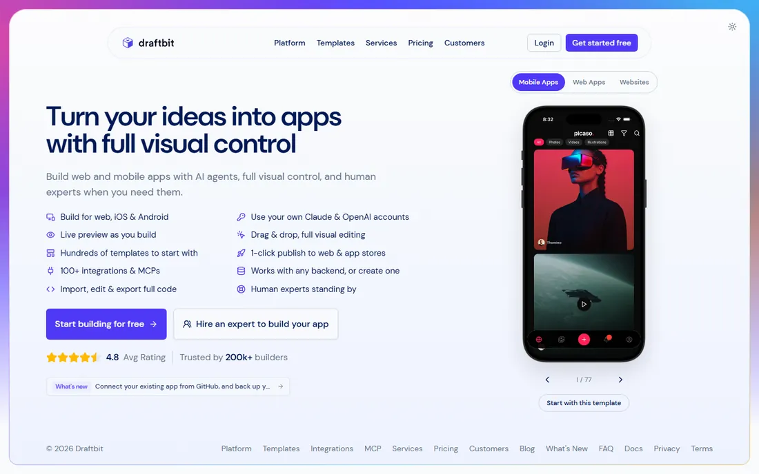 Draftbit homepage