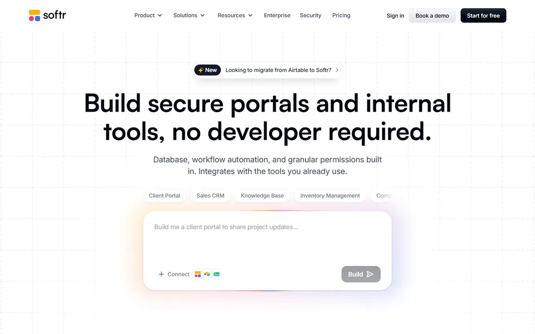 Softr homepage