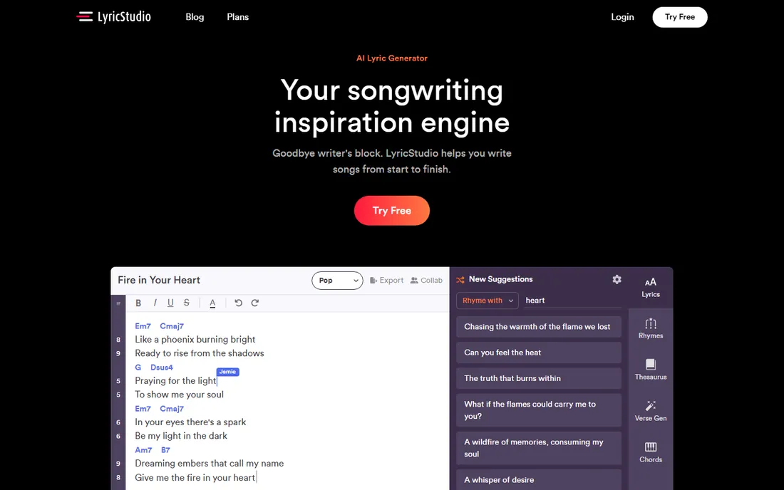 LyricStudio homepage
