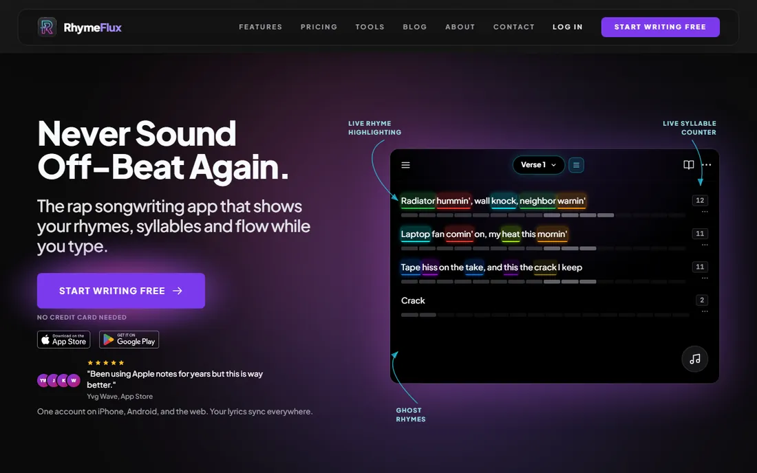 RhymeFlux homepage