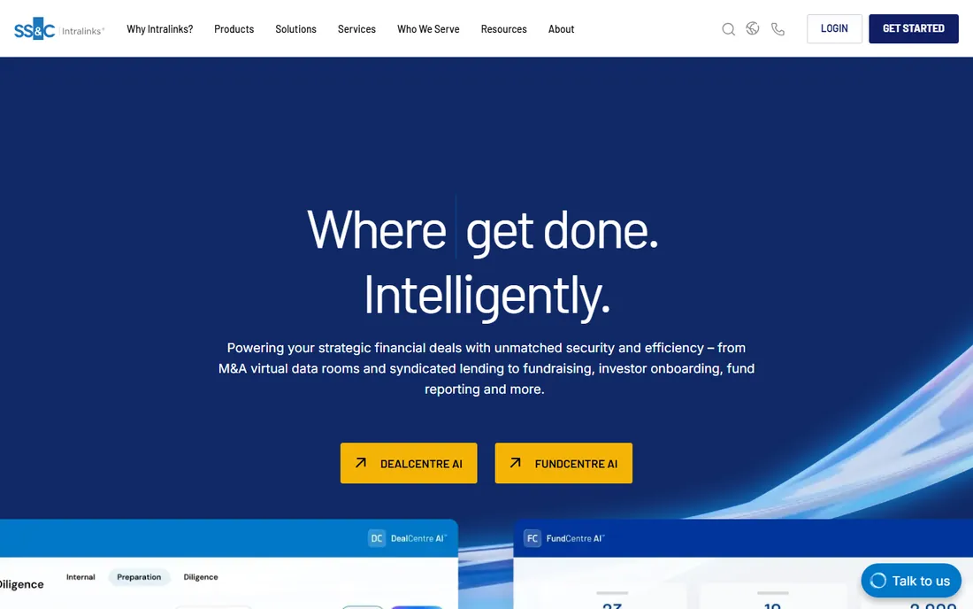 Intralinks homepage