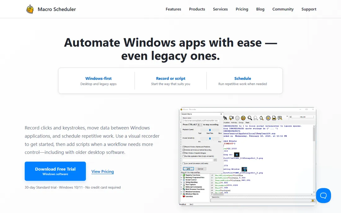 Macro Scheduler homepage