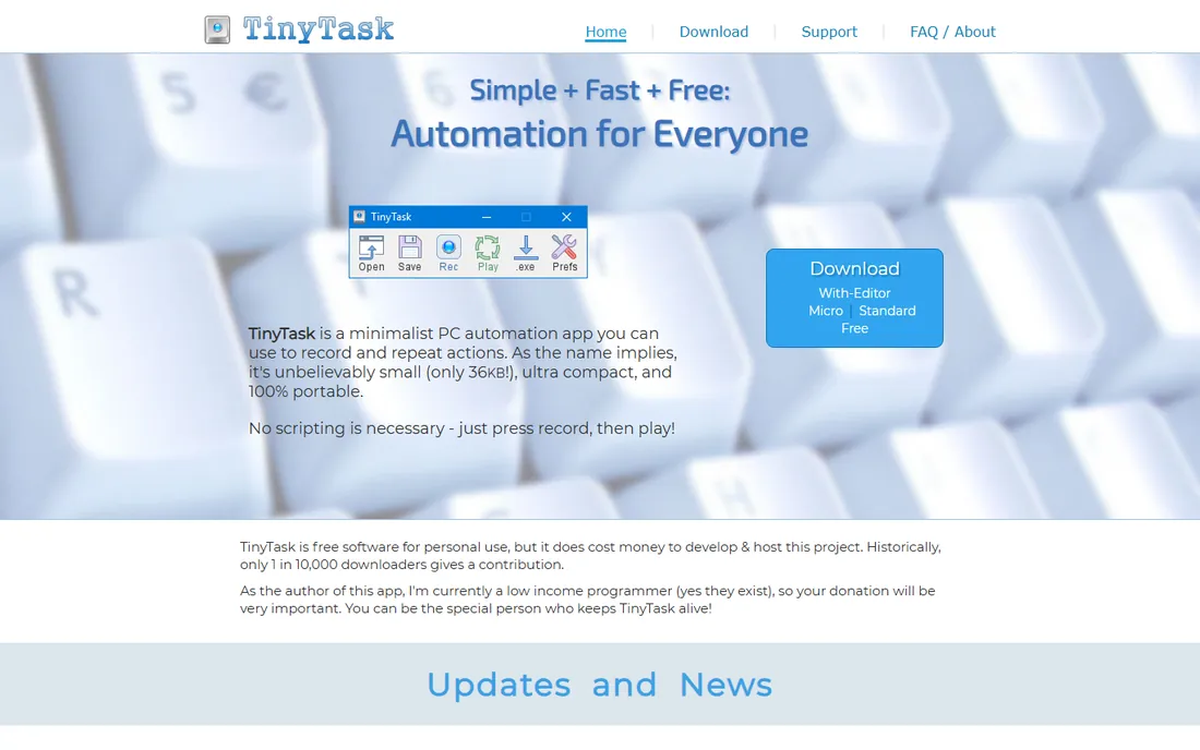 TinyTask homepage