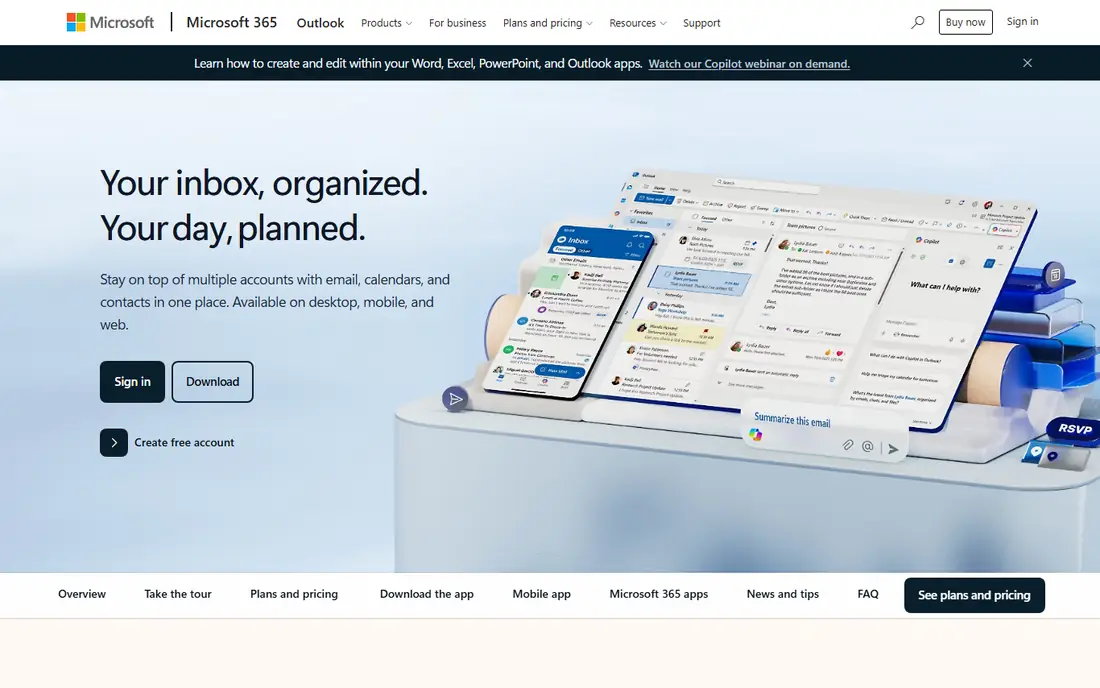 Outlook homepage