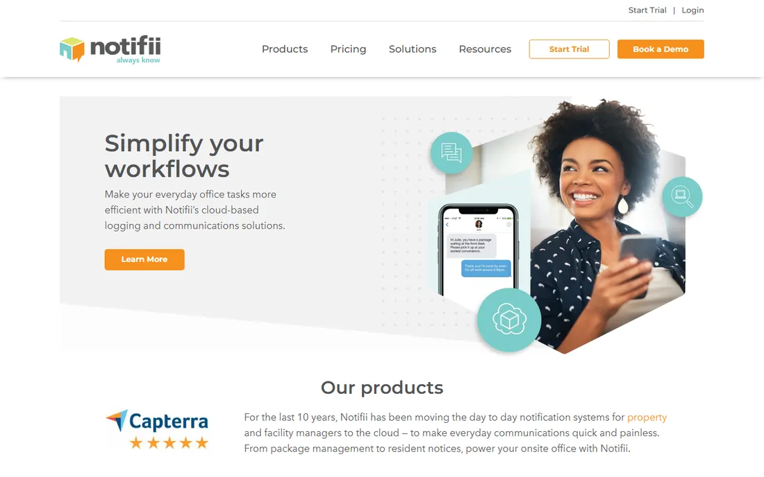 Notifii Track homepage