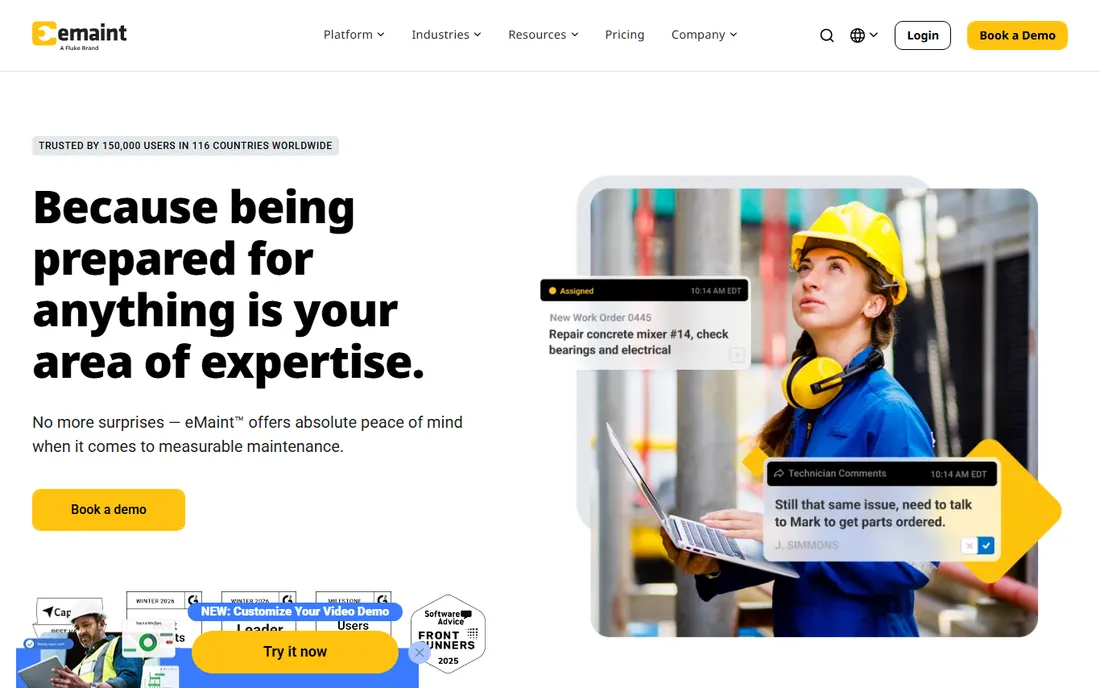 eMaint homepage