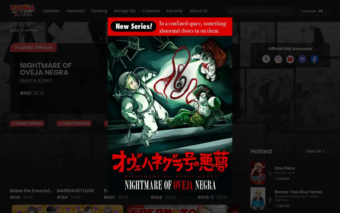 MANGA Plus homepage