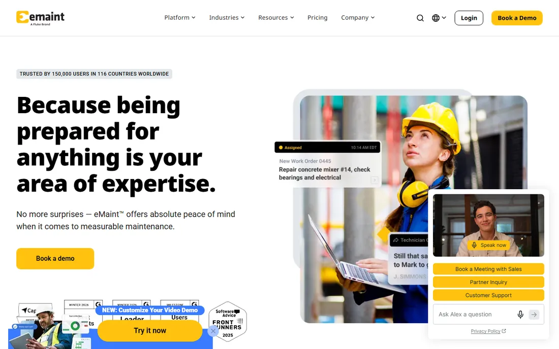 eMaint homepage