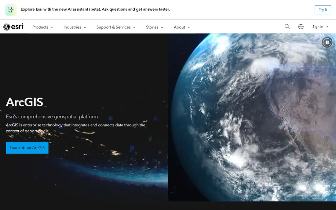 ArcGIS homepage