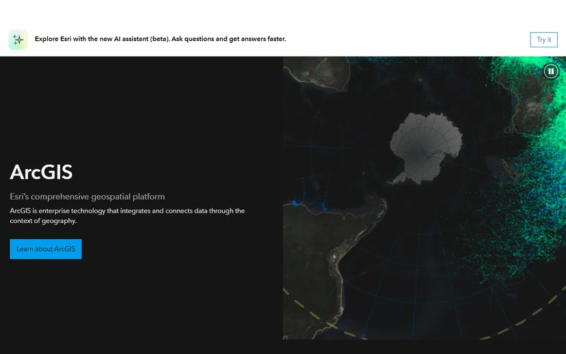 Esri ArcGIS homepage