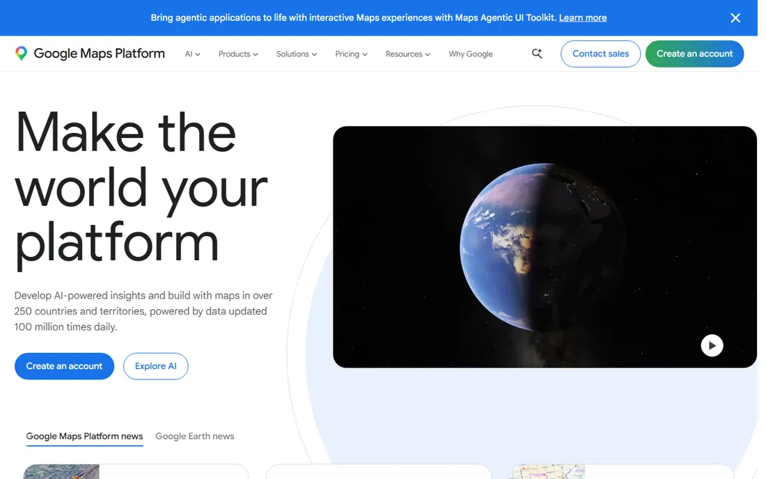 Google Maps Platform homepage