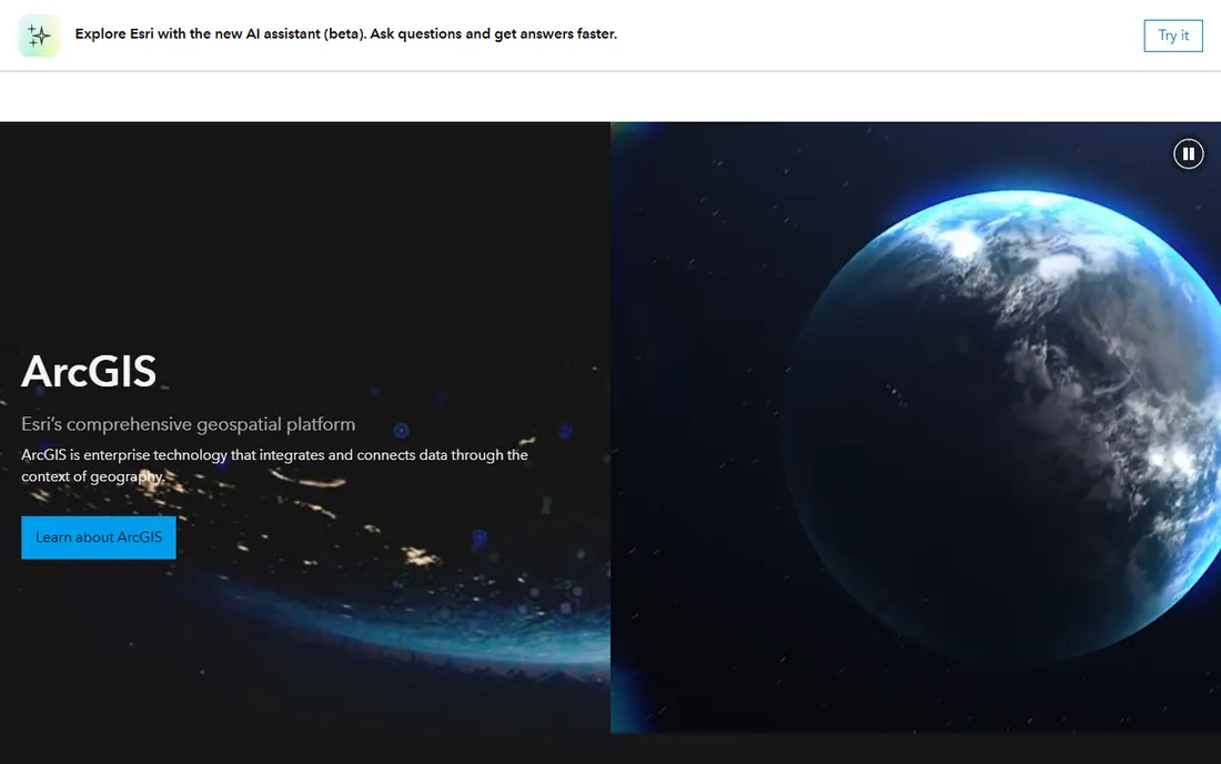 Esri ArcGIS Online homepage