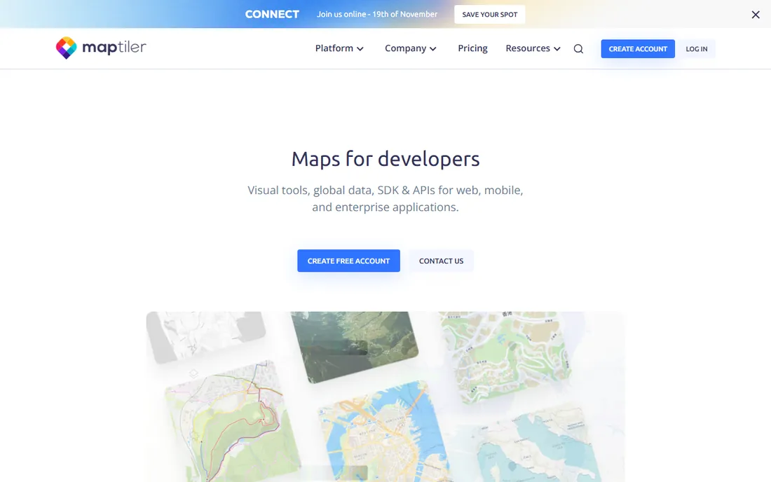 MapTiler homepage