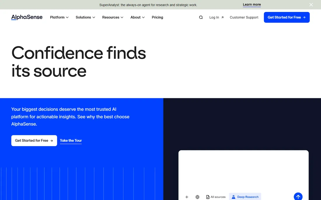AlphaSense homepage