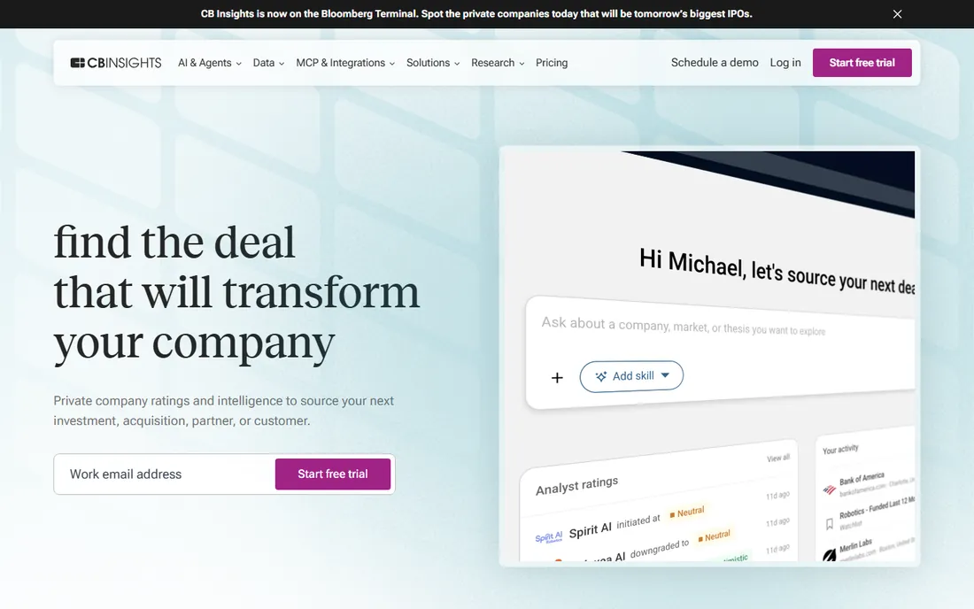 CB Insights homepage