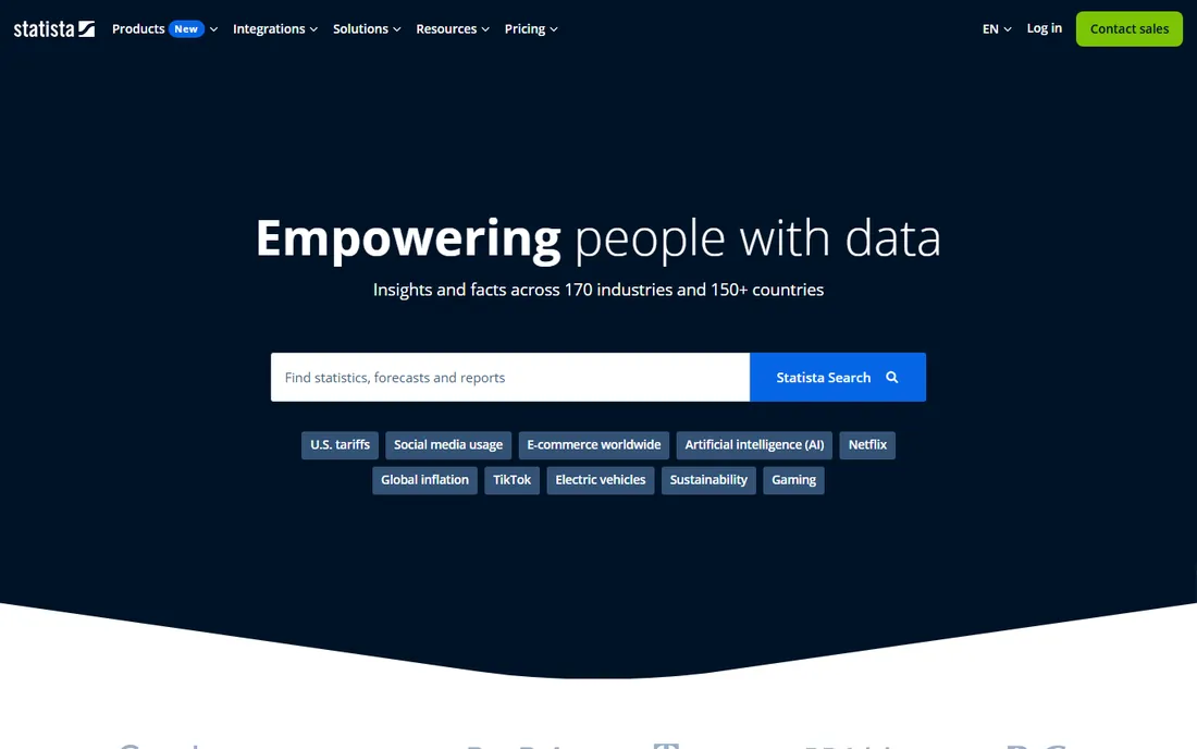 Statista homepage