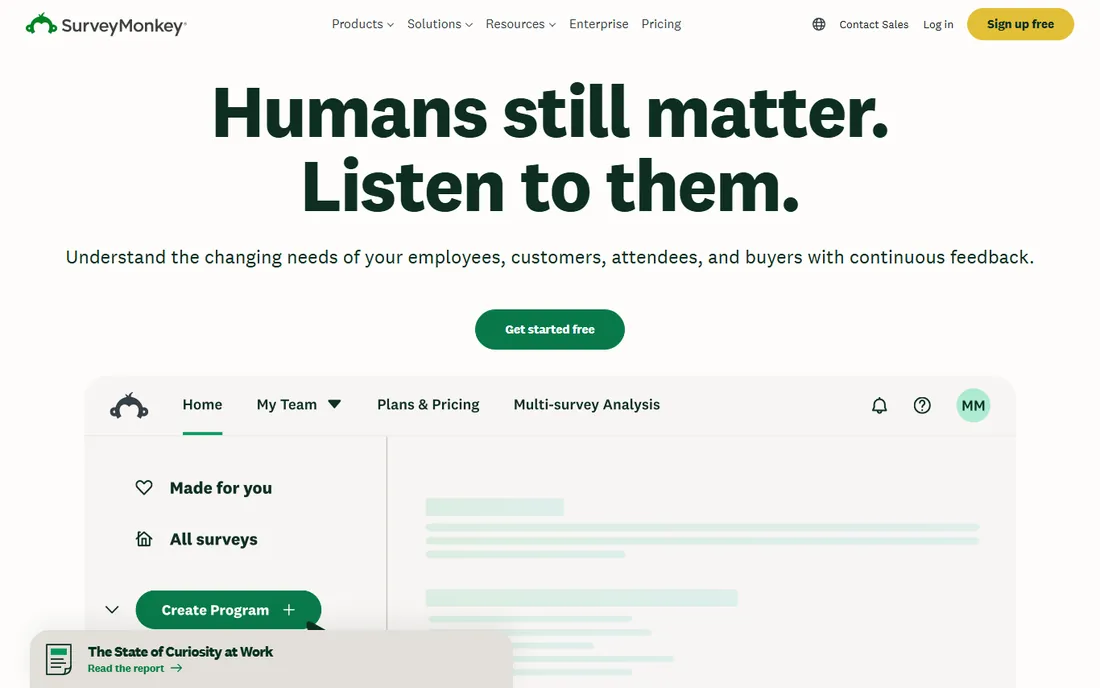 SurveyMonkey homepage