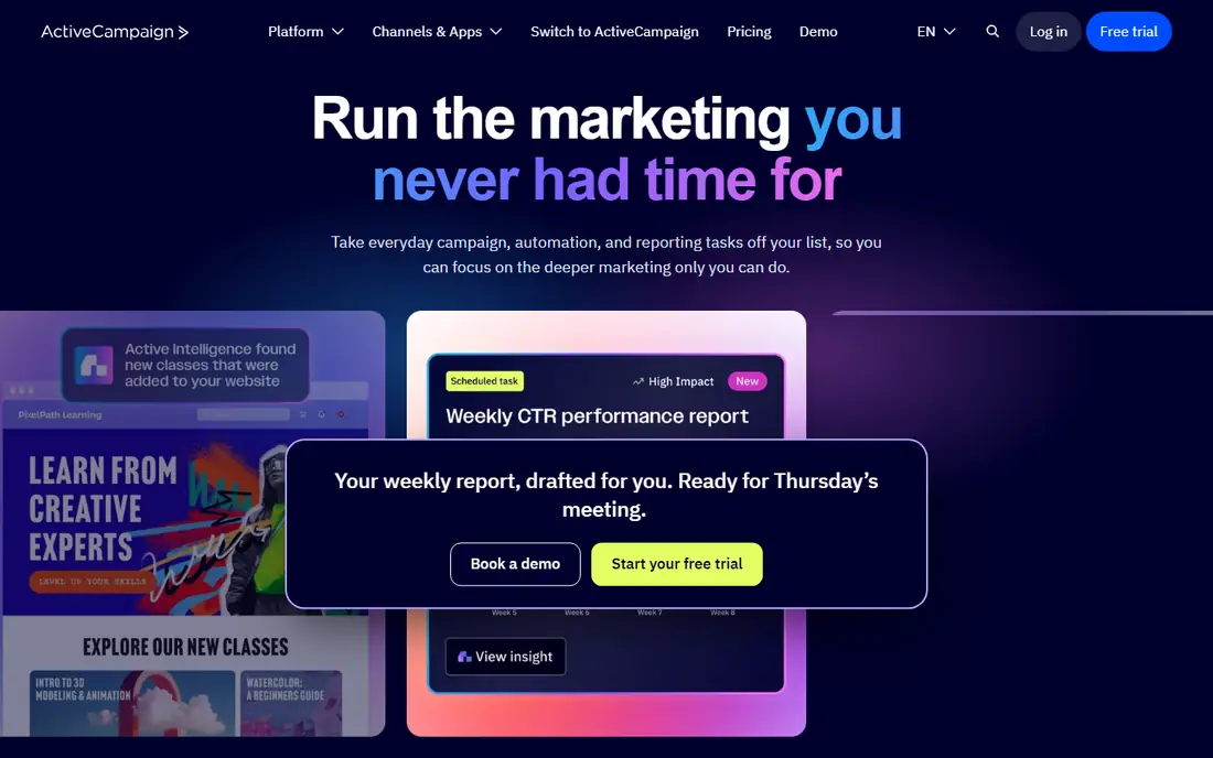 ActiveCampaign homepage