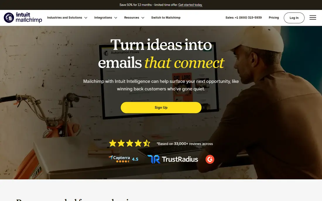 Mailchimp homepage