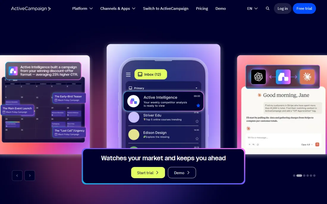 ActiveCampaign homepage