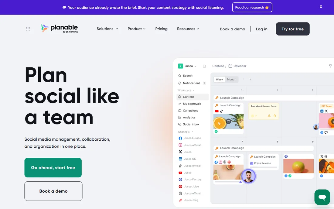 Planable homepage