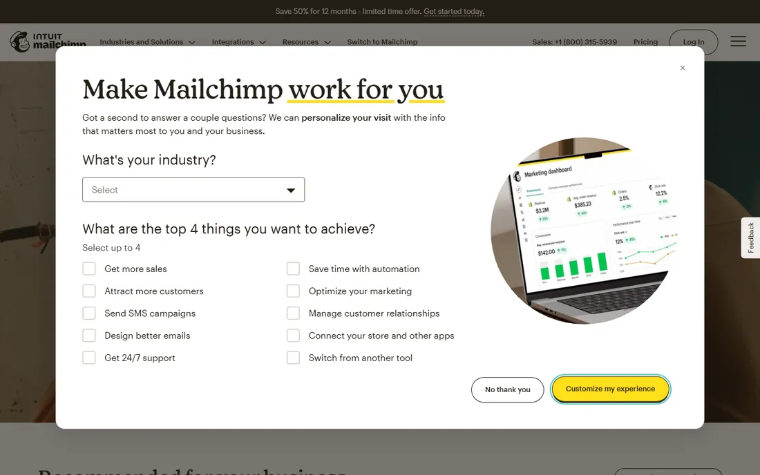 Mailchimp homepage