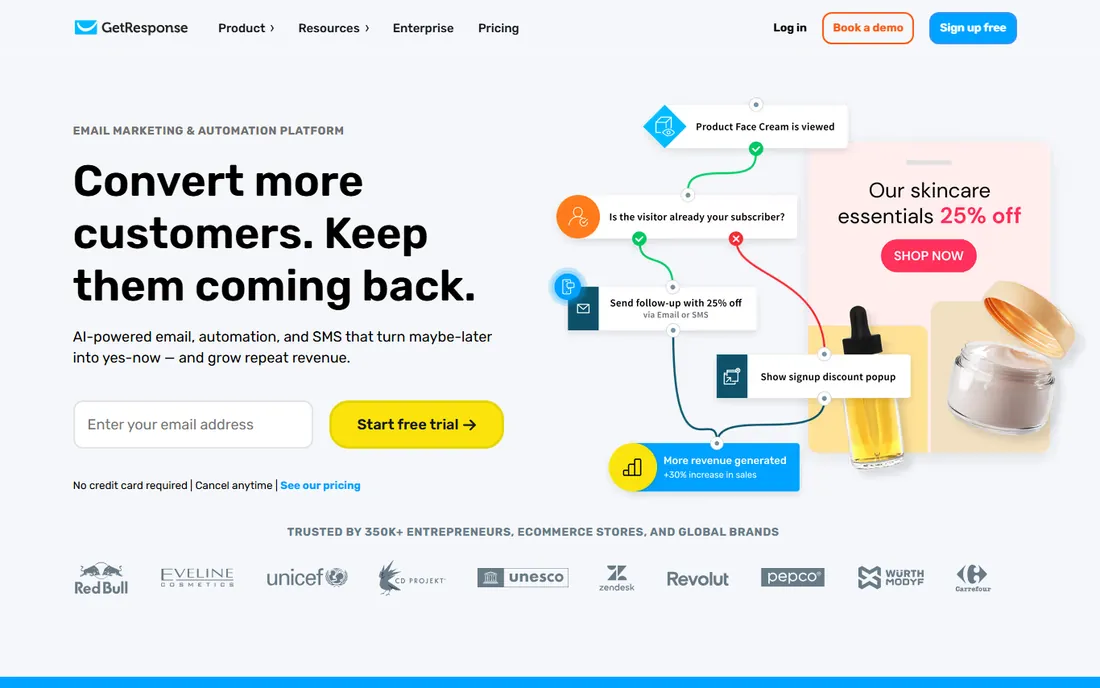 GetResponse homepage