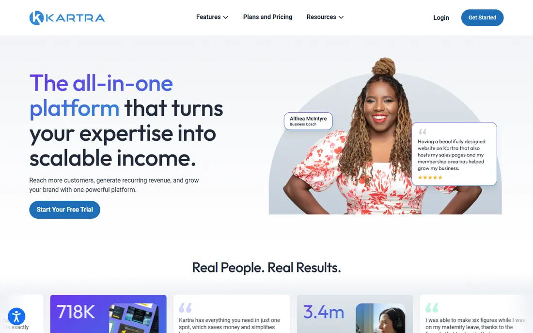 Kartra homepage