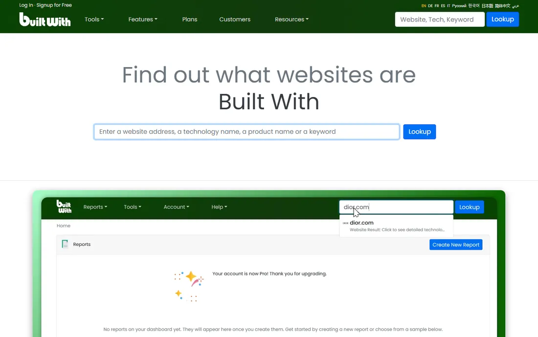BuiltWith homepage