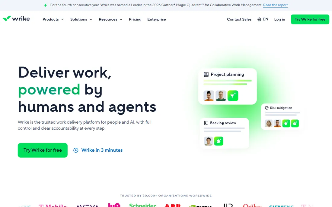 Wrike homepage