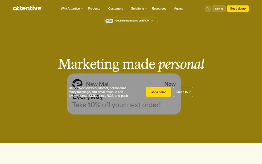 Attentive homepage