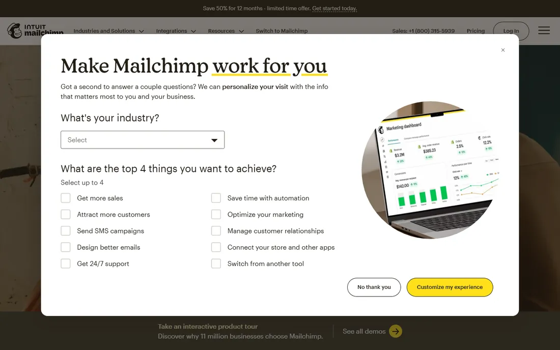 Mailchimp homepage