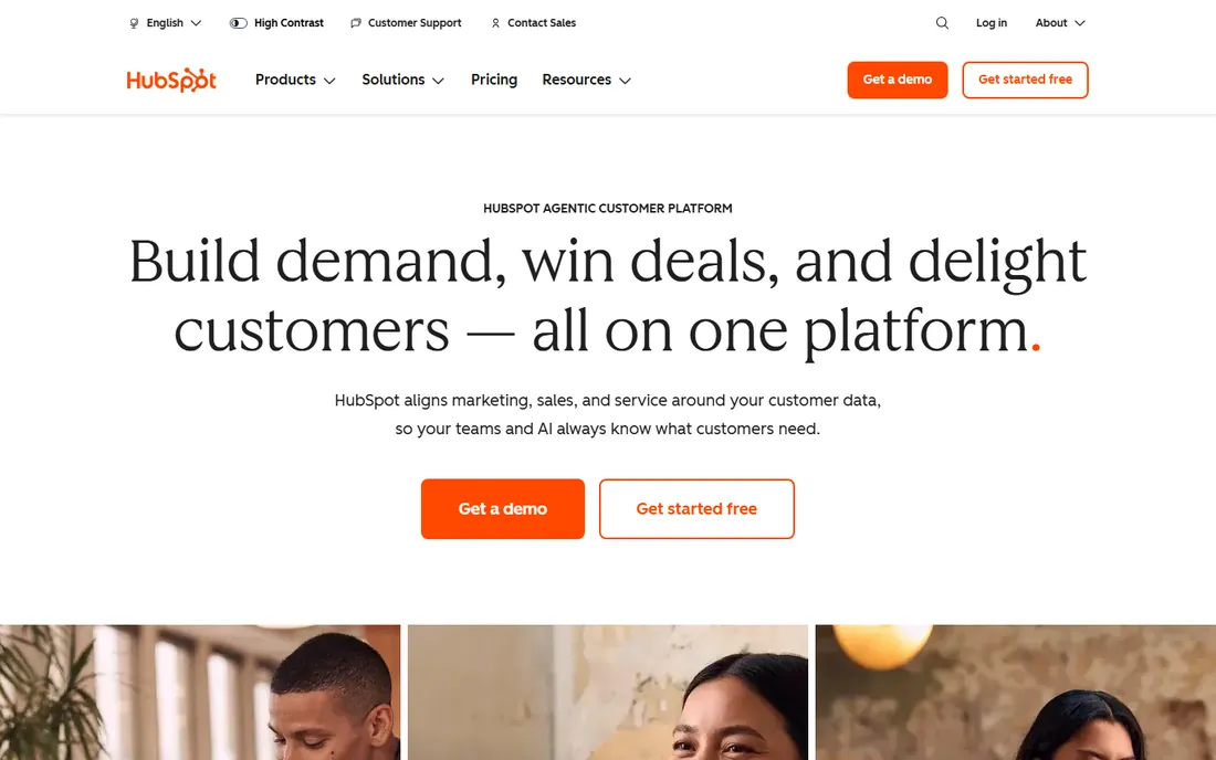 HubSpot Marketing Hub homepage