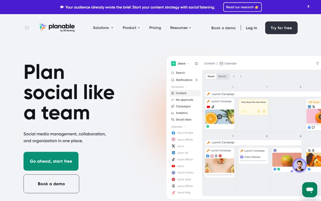 Planable homepage