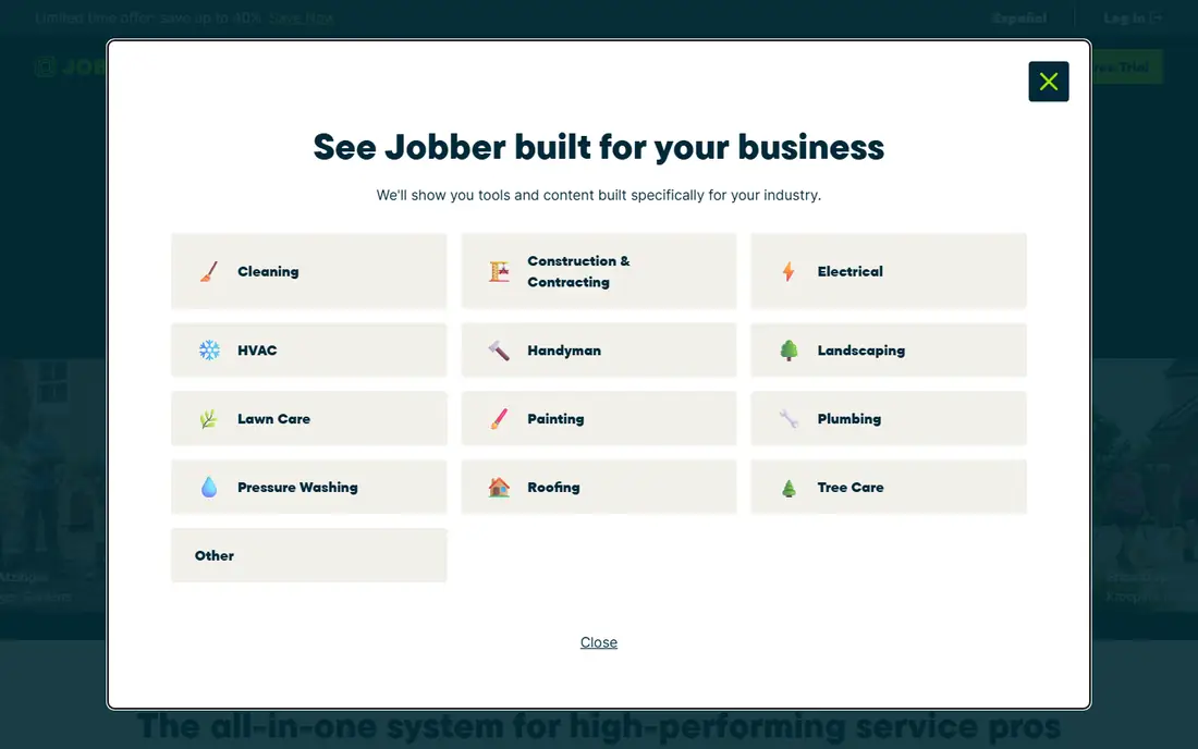 Jobber homepage