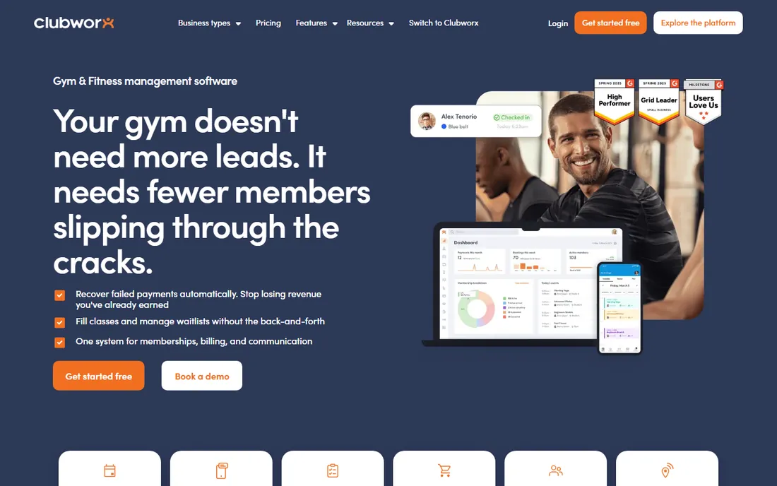 Clubworx homepage