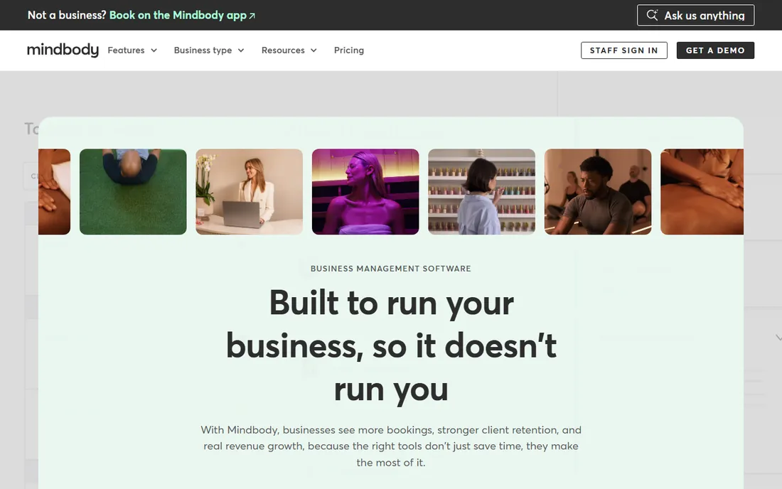 Mindbody homepage